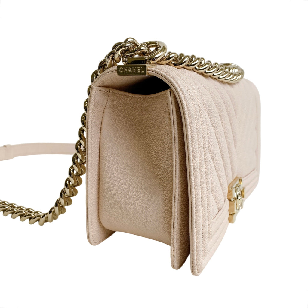 Chanel Le Boy Medium Pink Grained Calfskin GHW