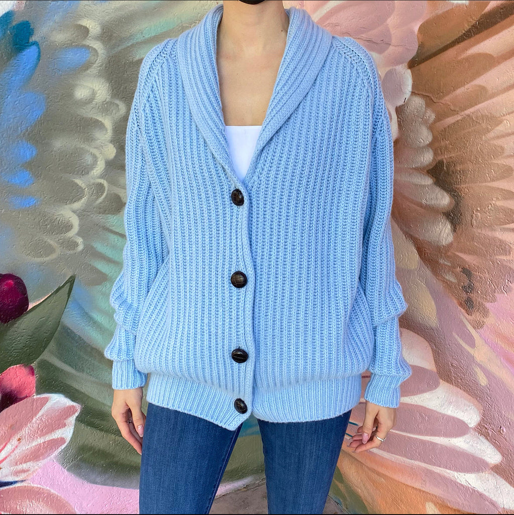 Stella McCartney Light Blue Cashmere Knit igan Sweater - FR38 (S/M)
