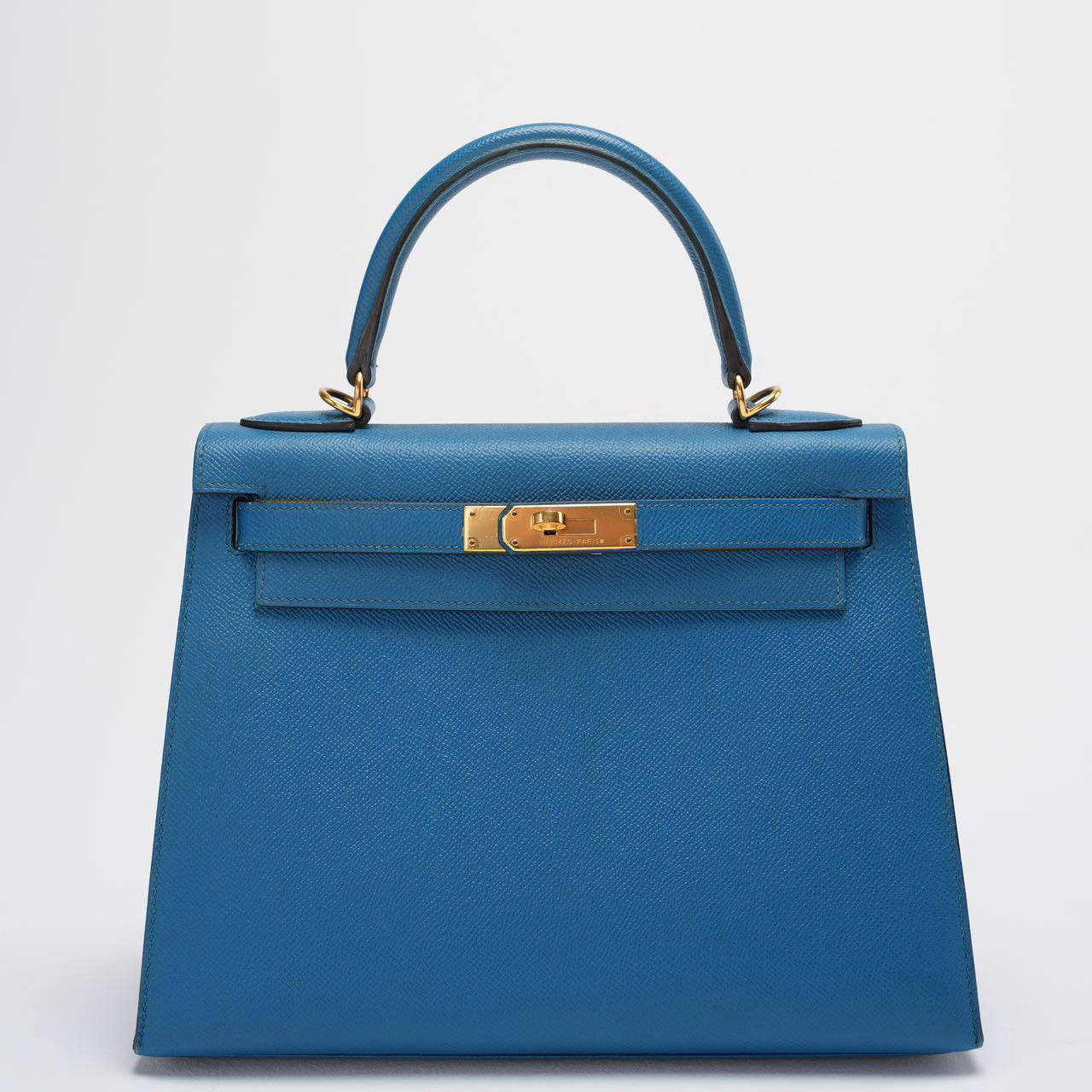 Hermes Kelly Sellier Bag 28cm In Blue Epsom Leather With Gold Hardware
