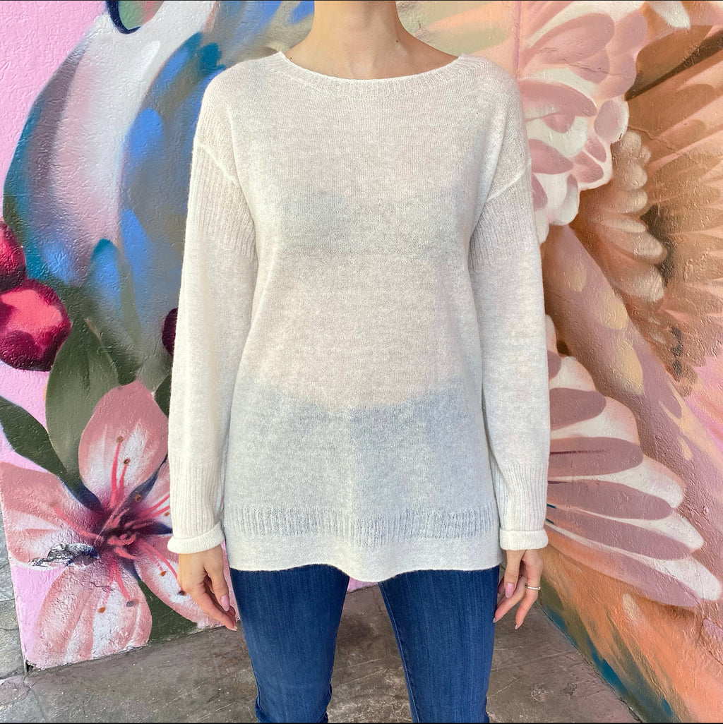 Burberry London Ivory Light Knit Long Sleeve Sweater - M