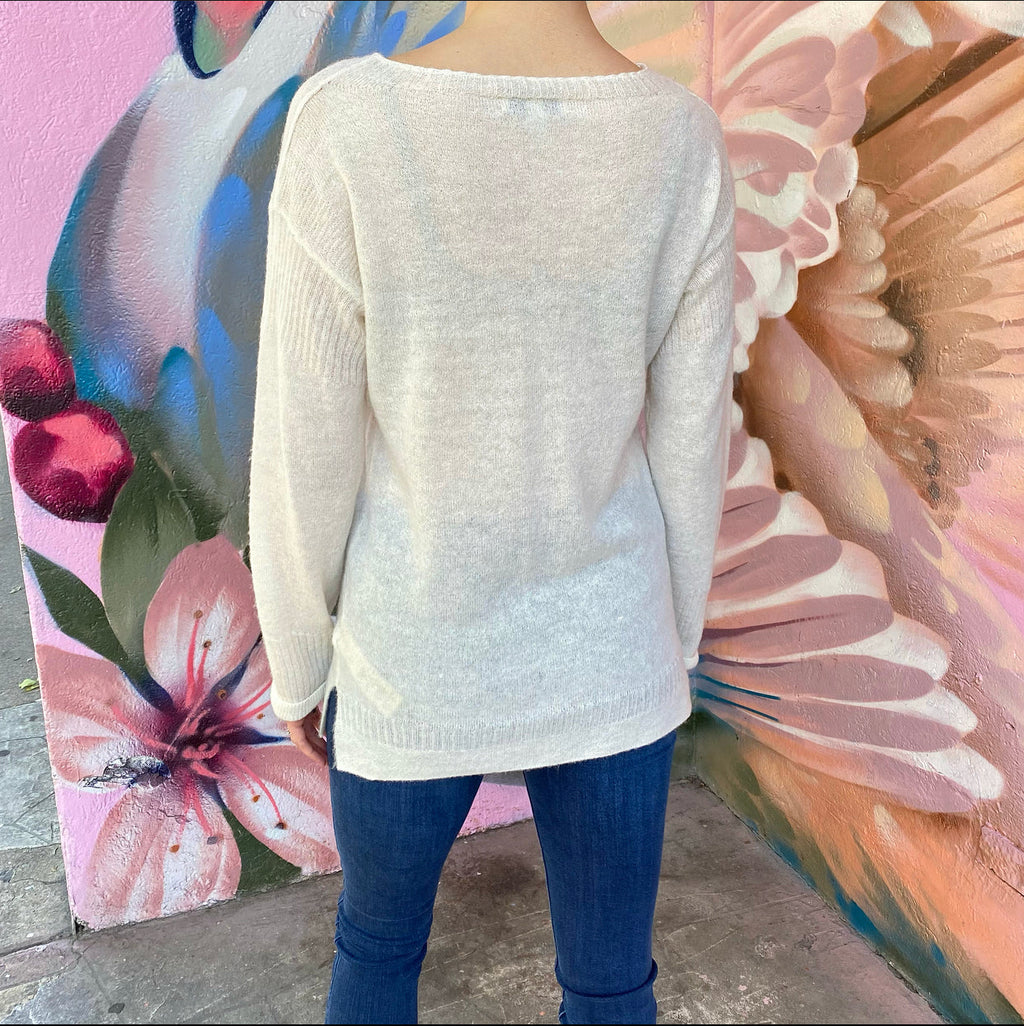 Burberry London Ivory Light Knit Long Sleeve Sweater - M