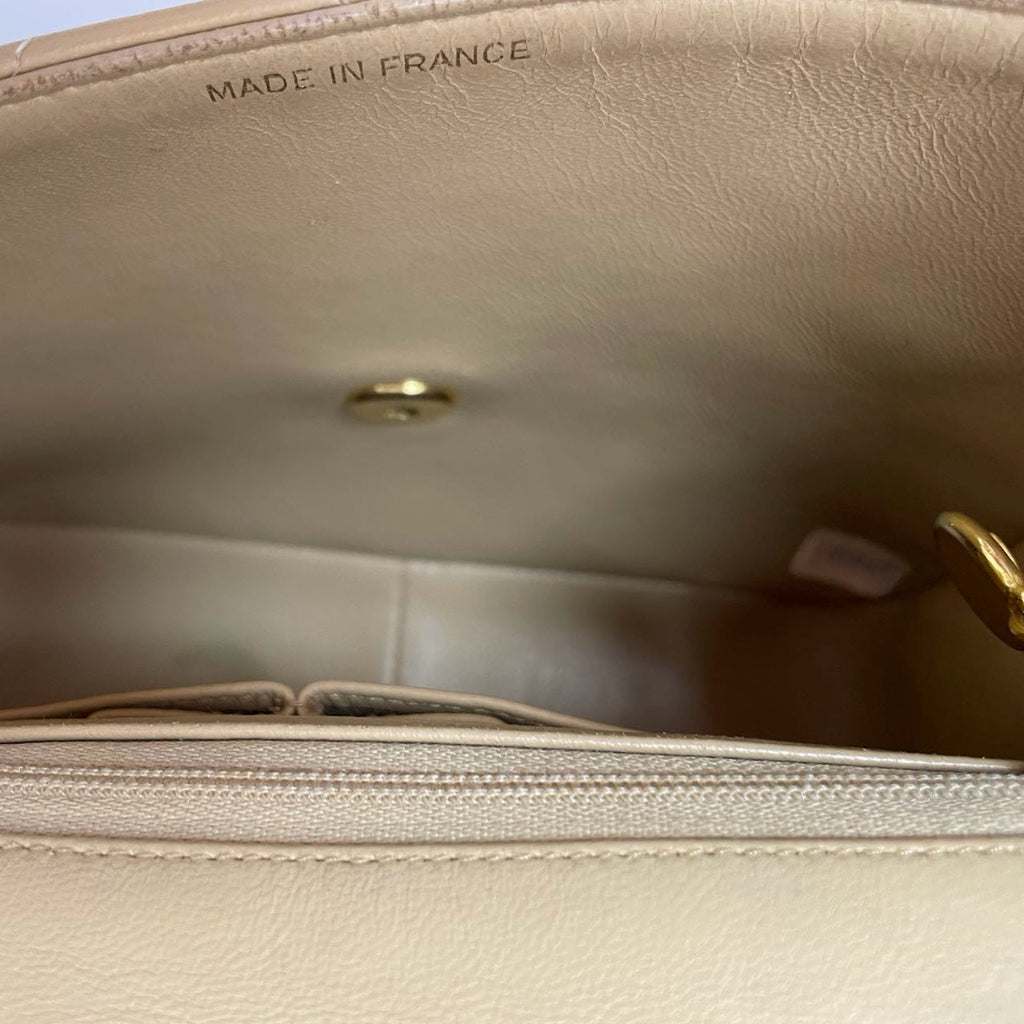 Chanel Vintage Classic Mini Square Bag Beige 24k Gold