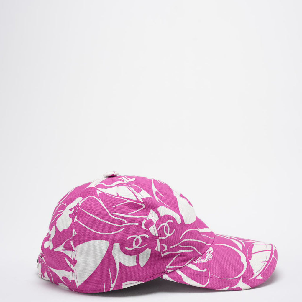 Chanel Cotton CC Cap Hat in Pink and White