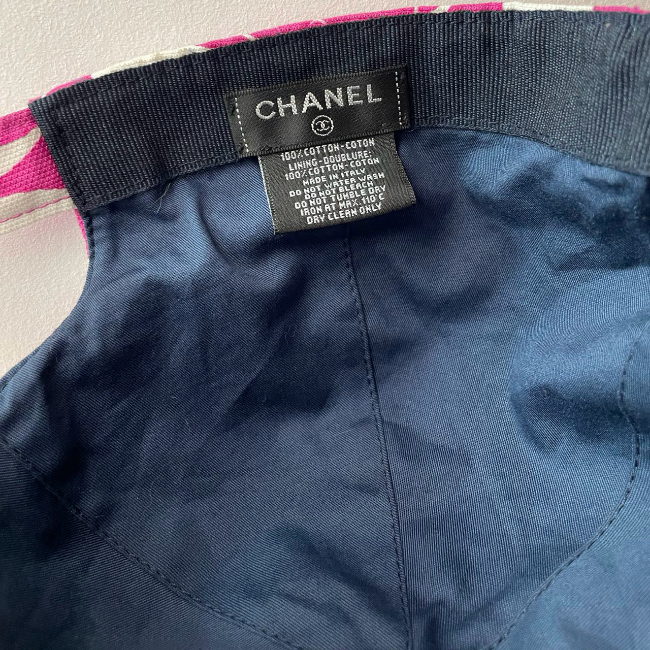 Chanel Cotton CC Cap Hat in Pink and White