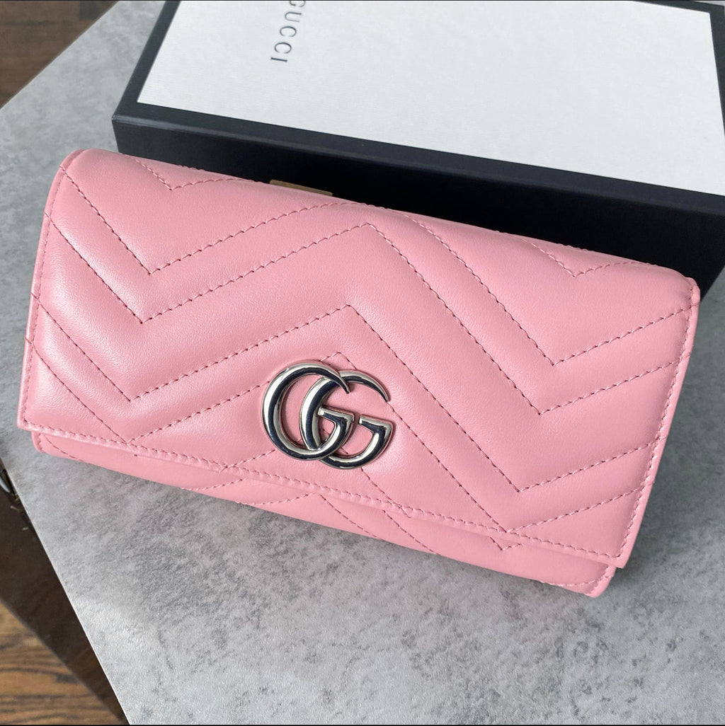 Gucci Pink Matelasse Marmont Long Wallet