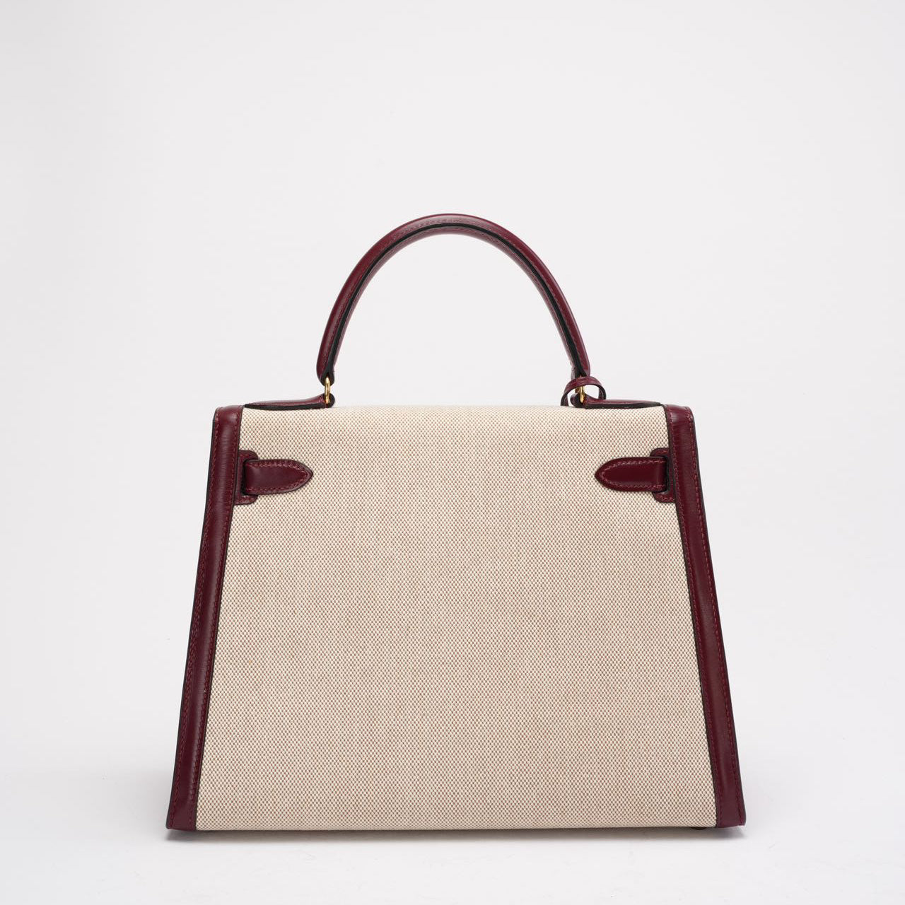 Hermes Vintage Kelly Sellier 28 Rouge Canvas Leather 1989