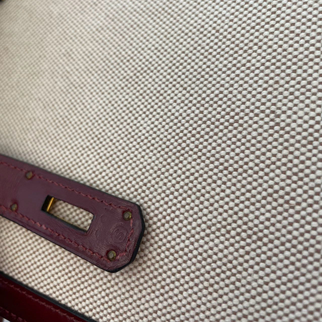Hermes Vintage Kelly Sellier 28 Rouge Canvas Leather 1989