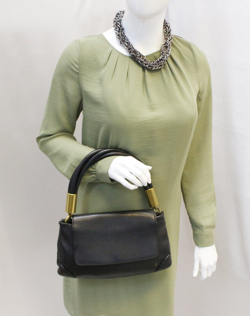 GUCCI Black Leather Lady Satchel Bag