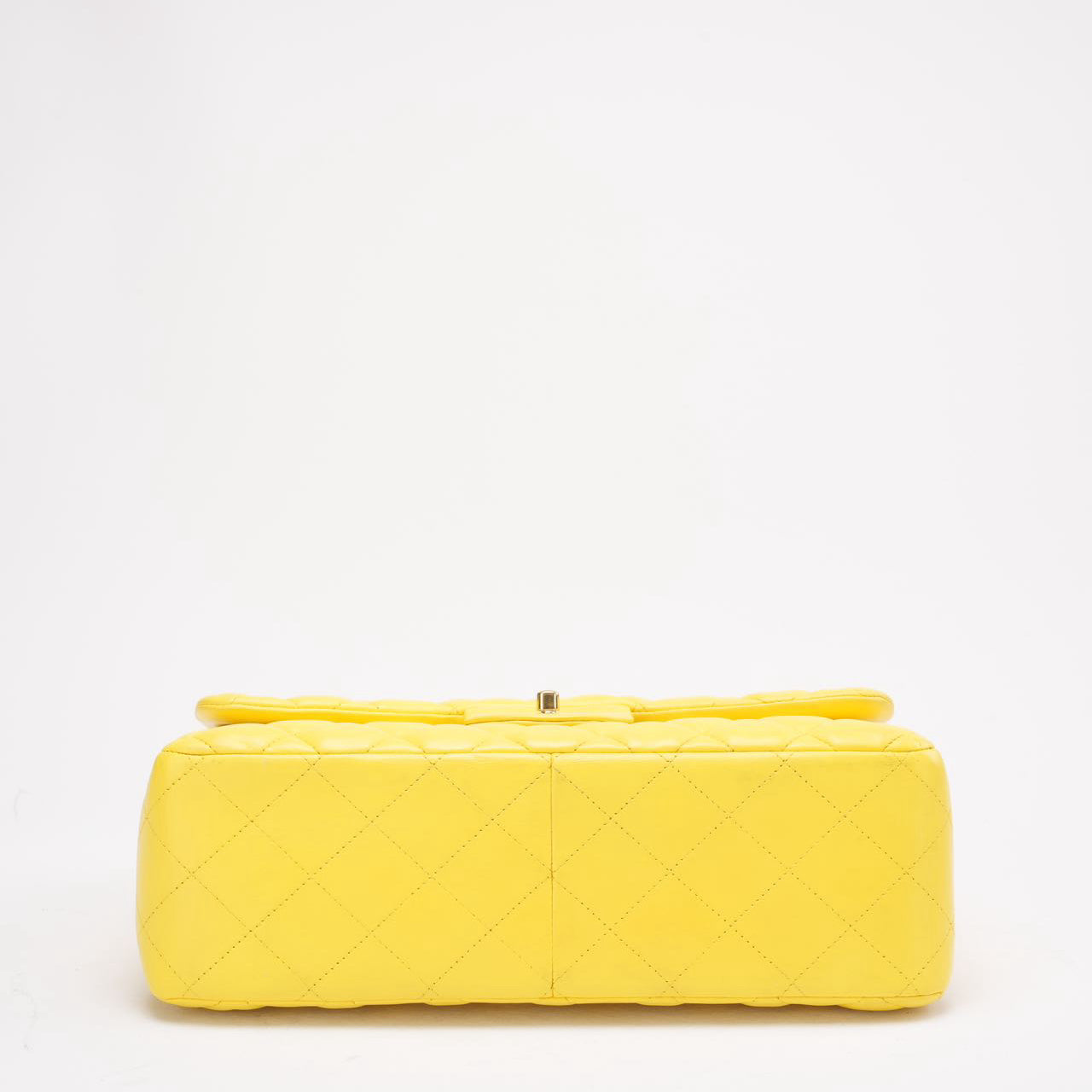 Chanel Yellow Lambskin Quilted Jumbo Double Flap 2011