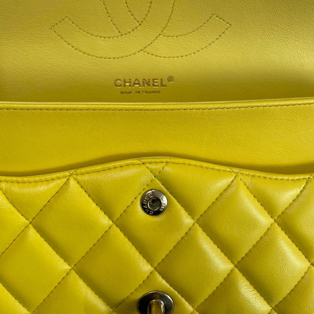 Chanel Yellow Lambskin Quilted Jumbo Double Flap 2011