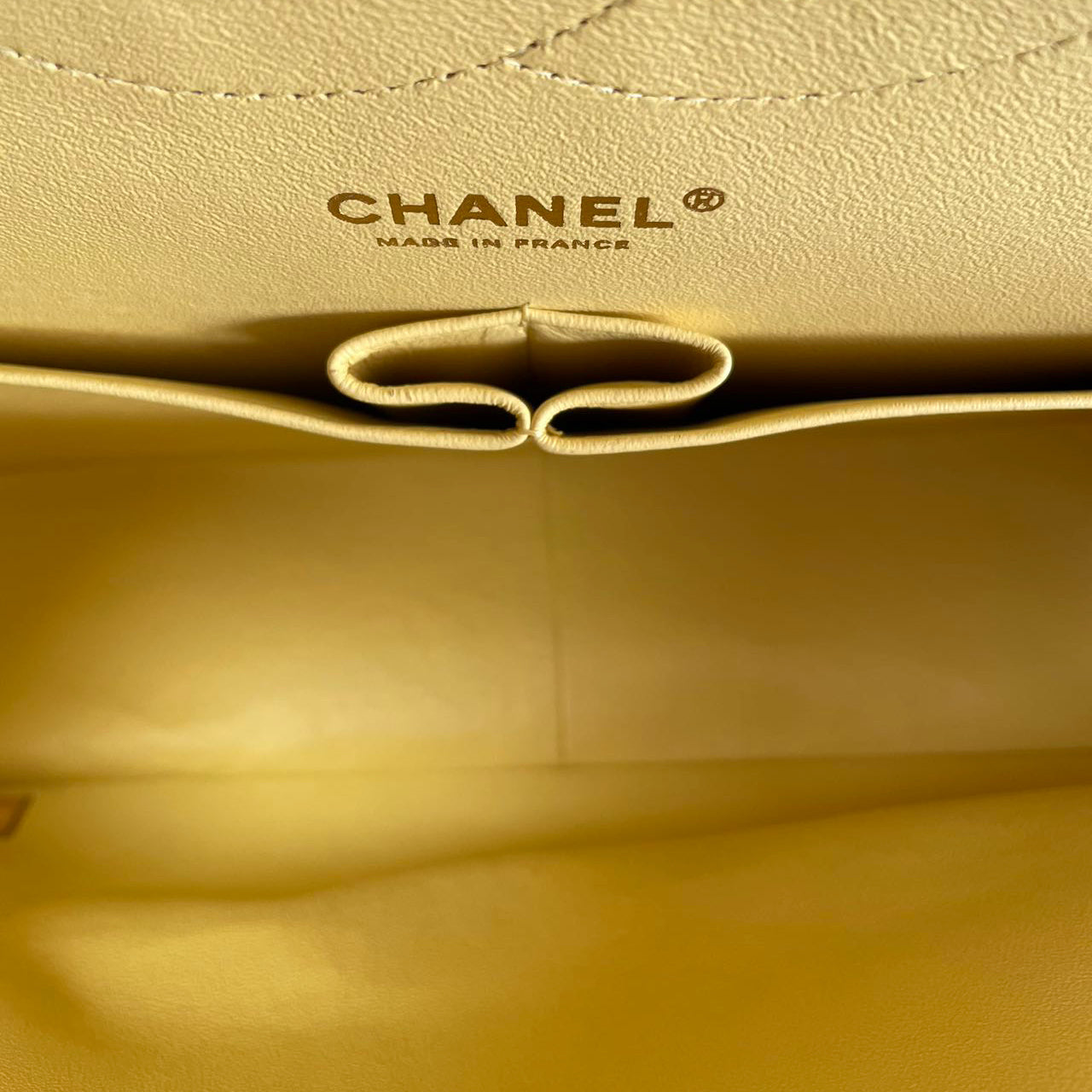 Chanel Yellow Lambskin Quilted Jumbo Double Flap 2011