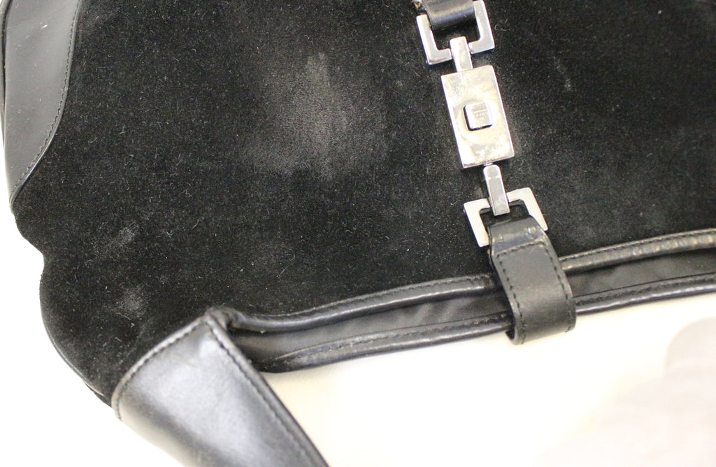 Gucci Black Suede Leather Jackie Hobo Shoulder Bag