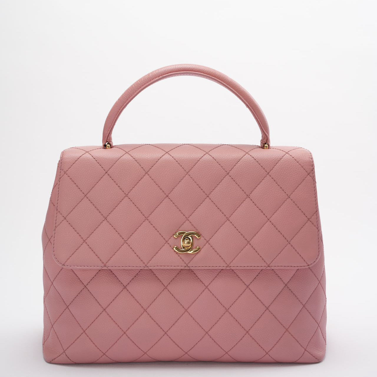Chanel Vintage Kelly Top Handle Flap Bag Barbie Pink Caviar 2005