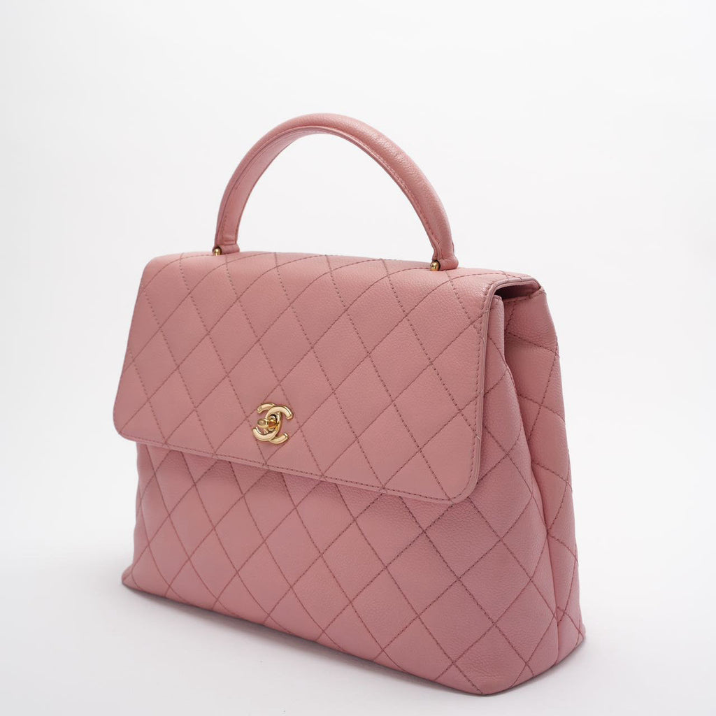 Chanel Vintage Kelly Top Handle Flap Bag Barbie Pink Caviar 2005