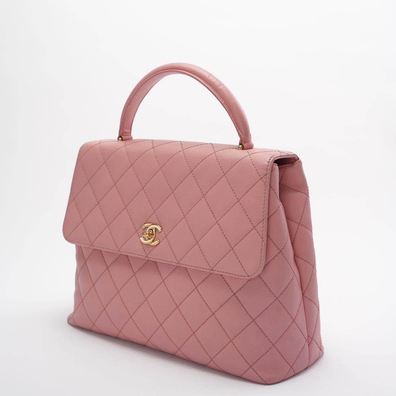 Chanel Vintage Kelly Top Handle Flap Bag Barbie Pink Caviar 2005