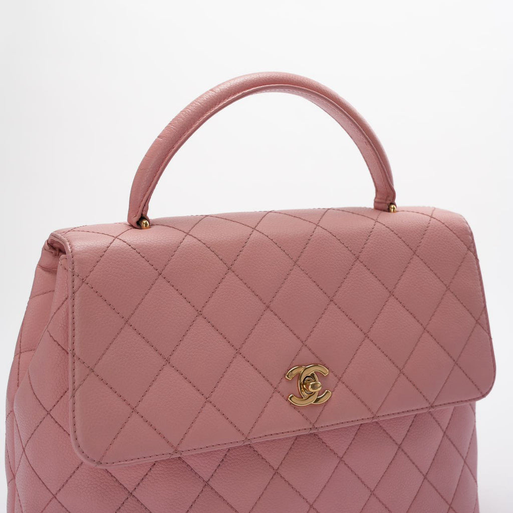 Chanel Vintage Kelly Top Handle Flap Bag Barbie Pink Caviar 2005