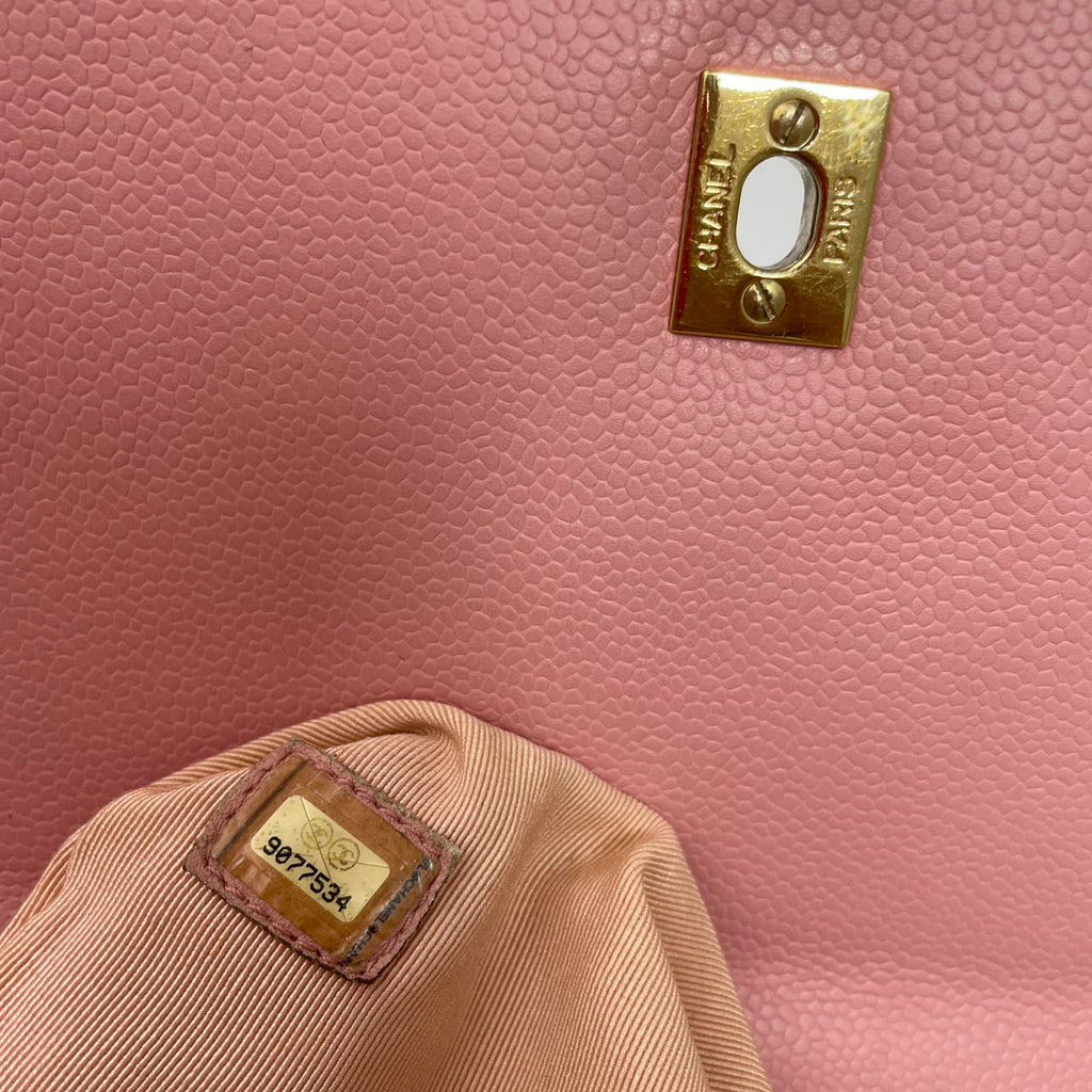 Chanel Vintage Kelly Top Handle Flap Bag Barbie Pink Caviar 2005