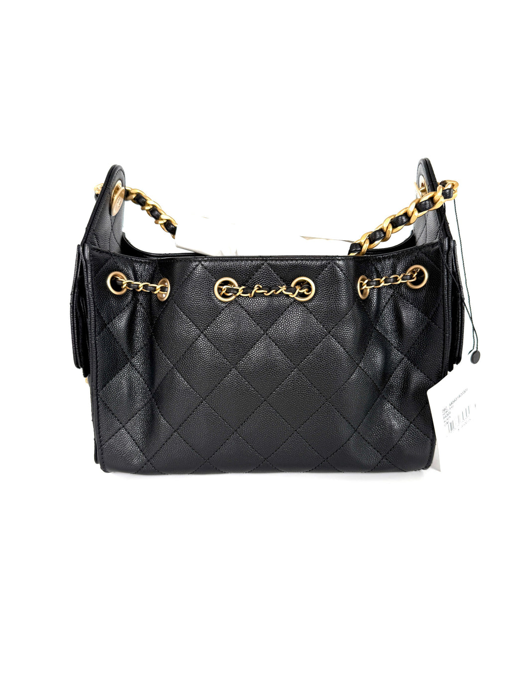 CHANEL 25 Mini Black Quilted Caviar Leather Shoulder Bag New with tag