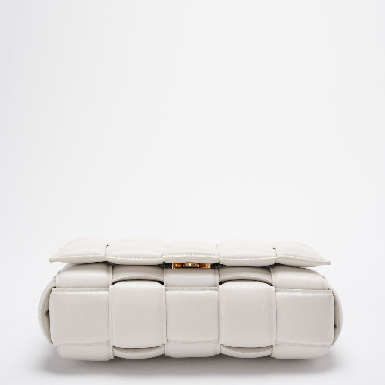 Bottega Veneta White Padded Chain Cassette Crossbody Bag Lambskin Leather
