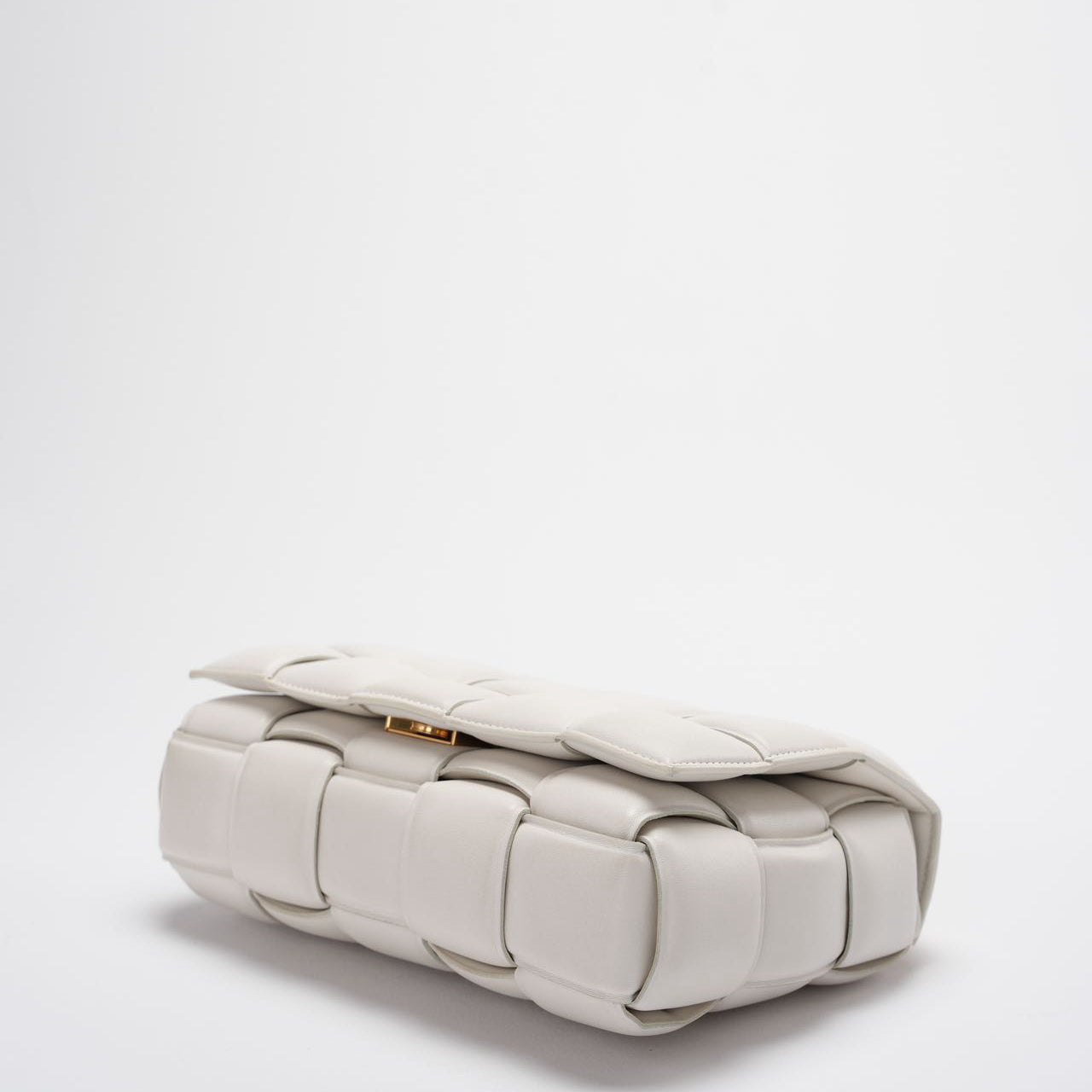 Bottega Veneta White Padded Chain Cassette Crossbody Bag Lambskin Leather