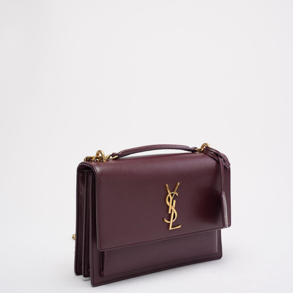 Saint Laurent Burgundy Calfskin Medium Monogram Sunset 2018