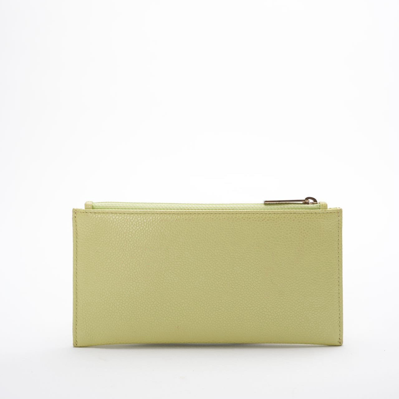 Chanel Lime Yellow Long Zippy Wallet with Big CC Logo