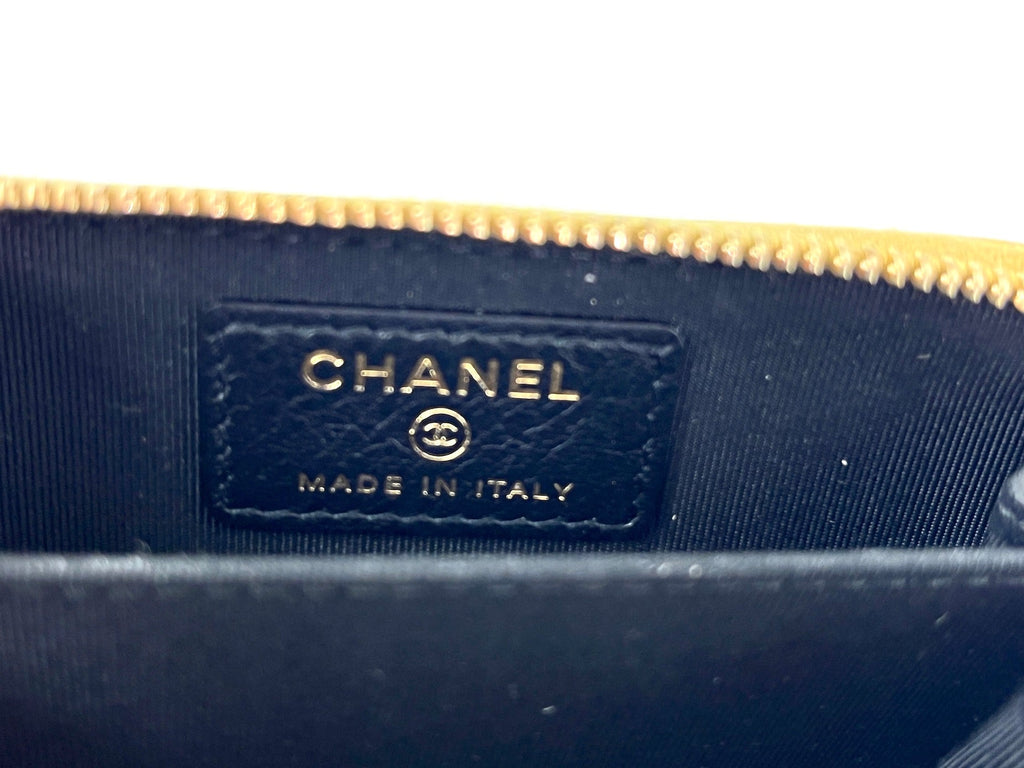 New CHANEL Gold Croc Embossed Zip O Coin Purse Wallet