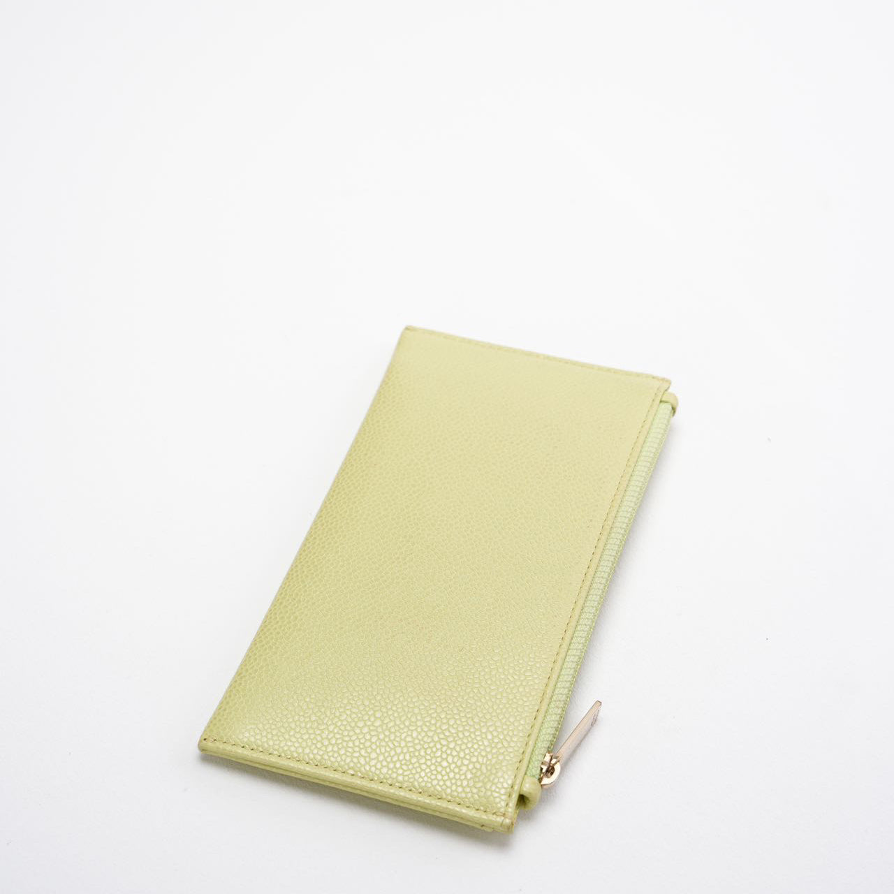Chanel Lime Yellow Long Zippy Wallet with Big CC Logo