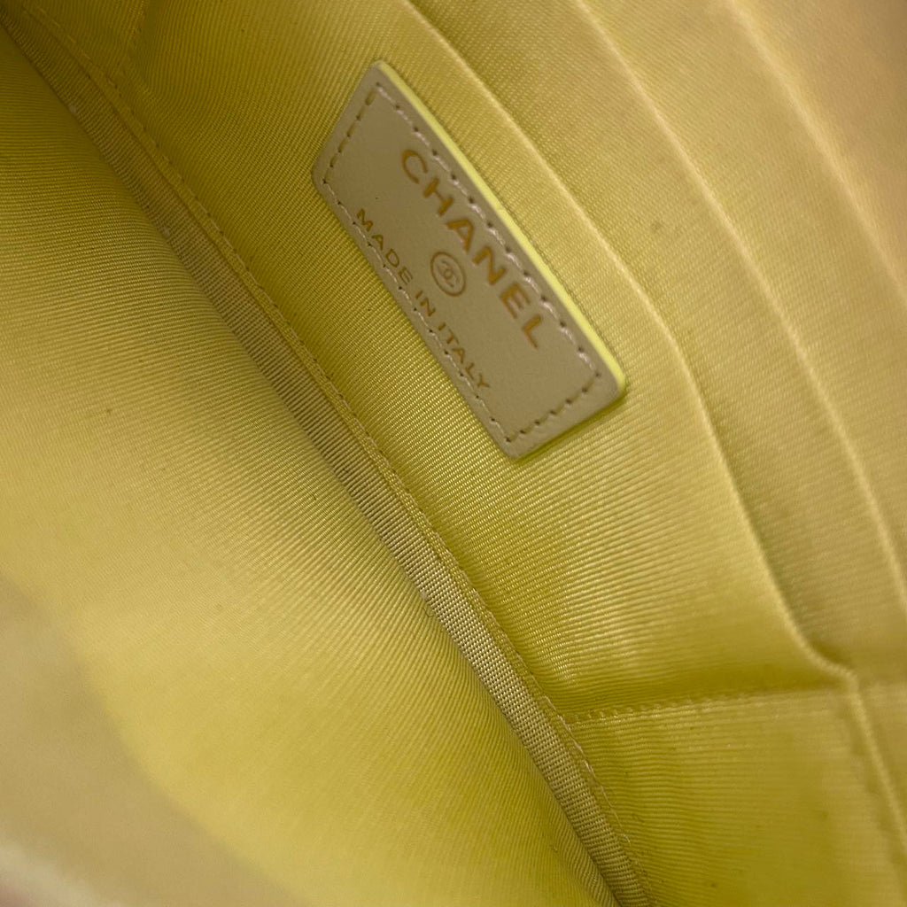 Chanel Lime Yellow Long Zippy Wallet with Big CC Logo