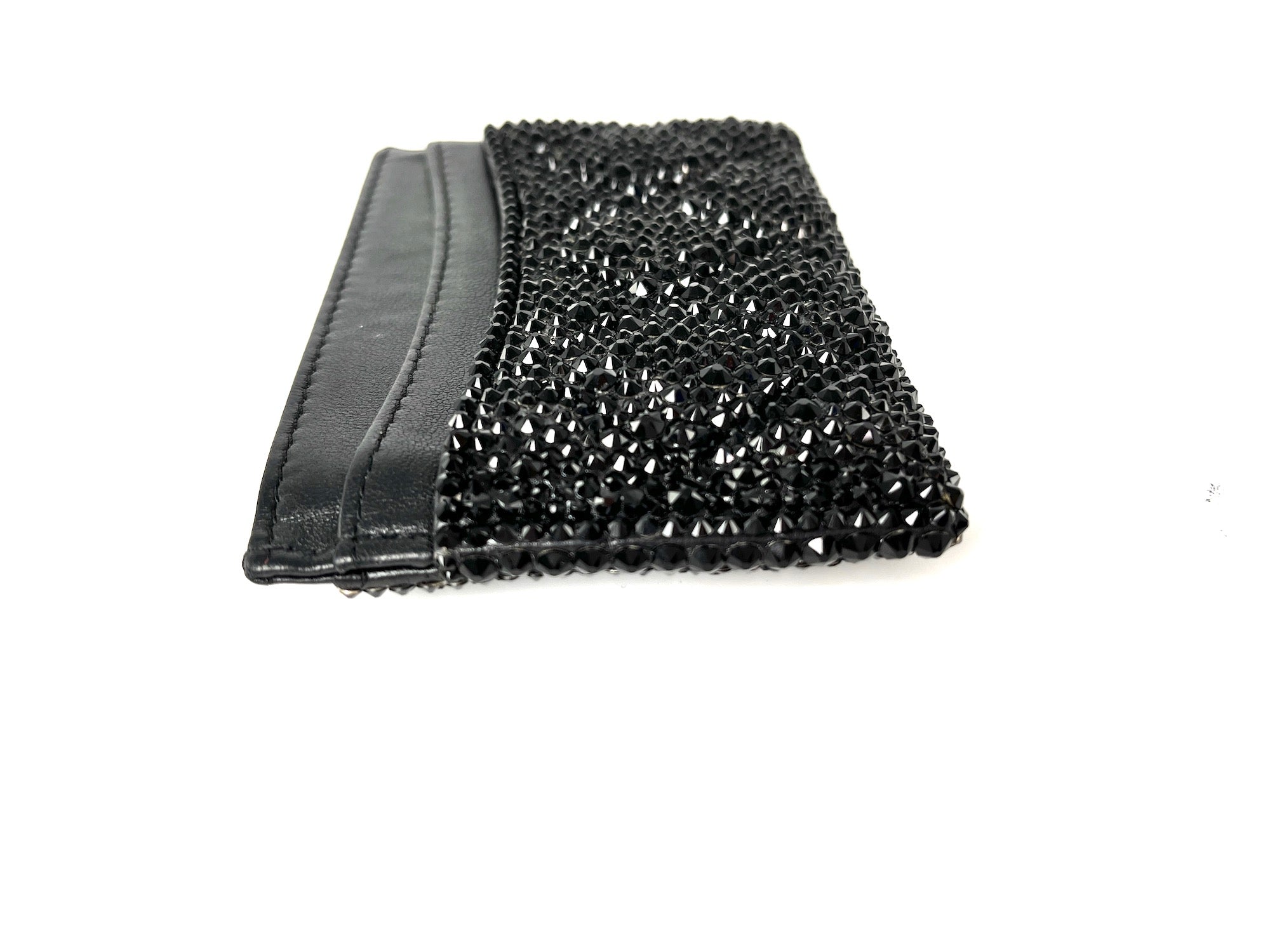 CHANEL Black Swarovski Crystal Leather  Case Wallet