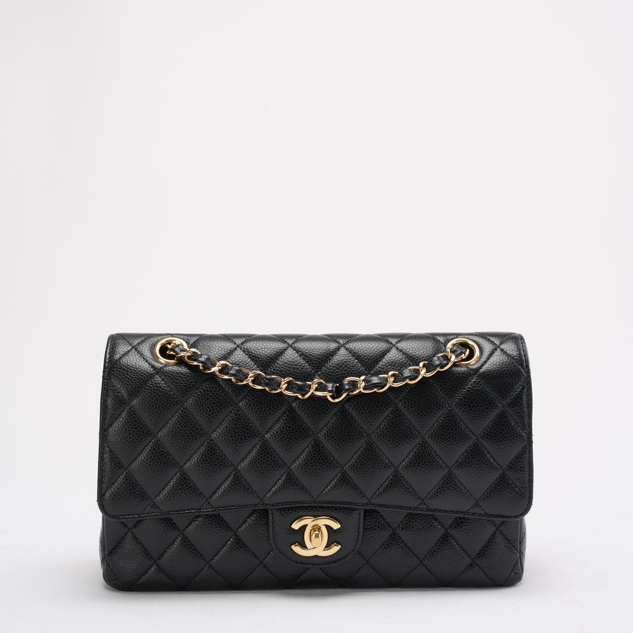 Chanel Black Medium Classic Double Flap Quilted Caviar 2016
