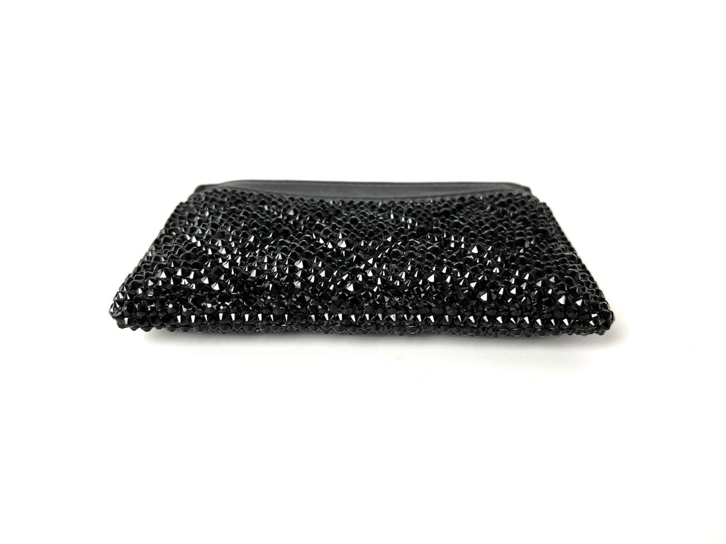 CHANEL Black Swarovski Crystal Leather  Case Wallet