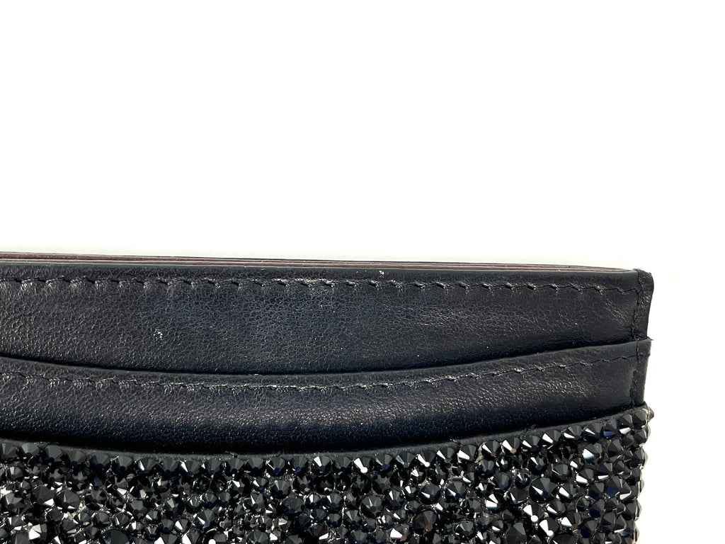 CHANEL Black Swarovski Crystal Leather  Case Wallet