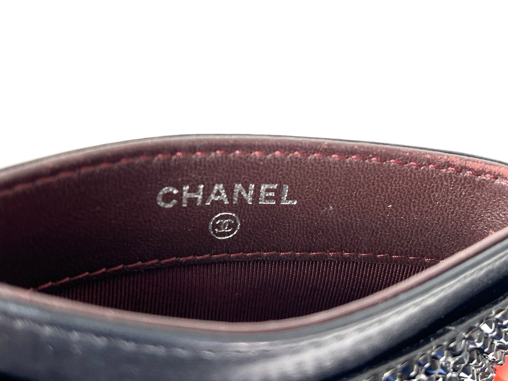 CHANEL Black Swarovski Crystal Leather  Case Wallet
