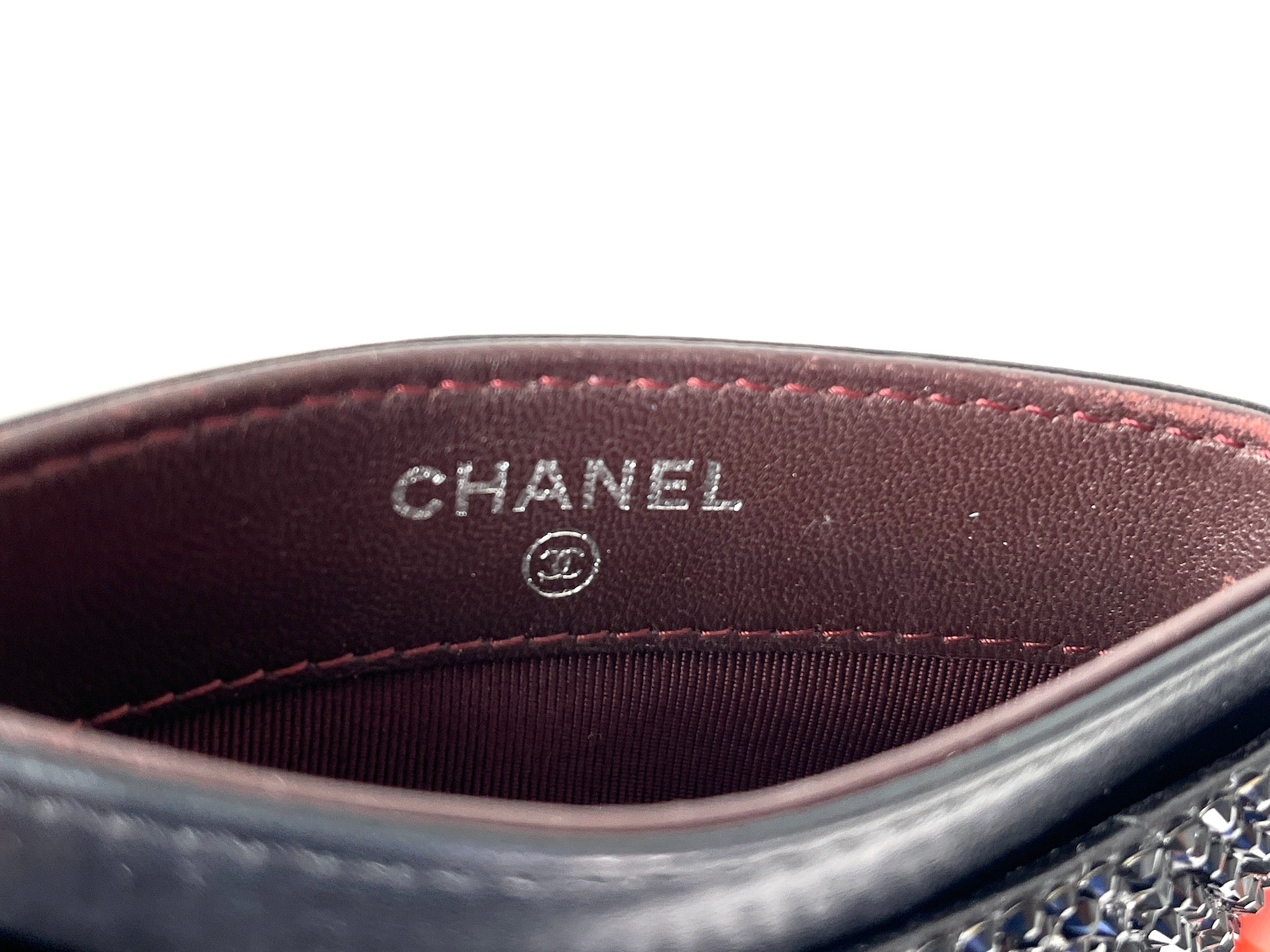 CHANEL Black Swarovski Crystal Leather  Case Wallet