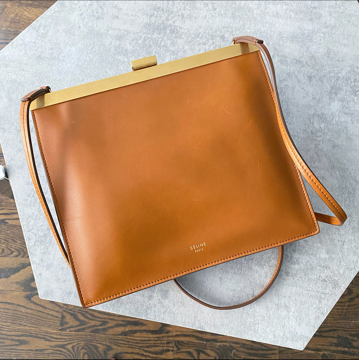 Celine Caramel Smooth Calfskin Mini Clasp Bag