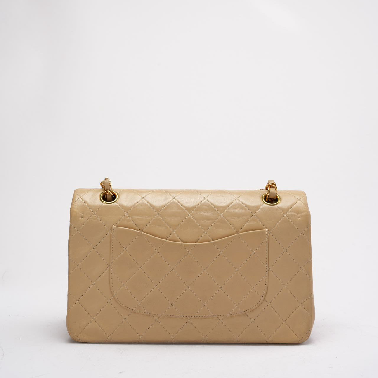 Chanel Vintage Beige Lambskin Medium Double Flap 1997