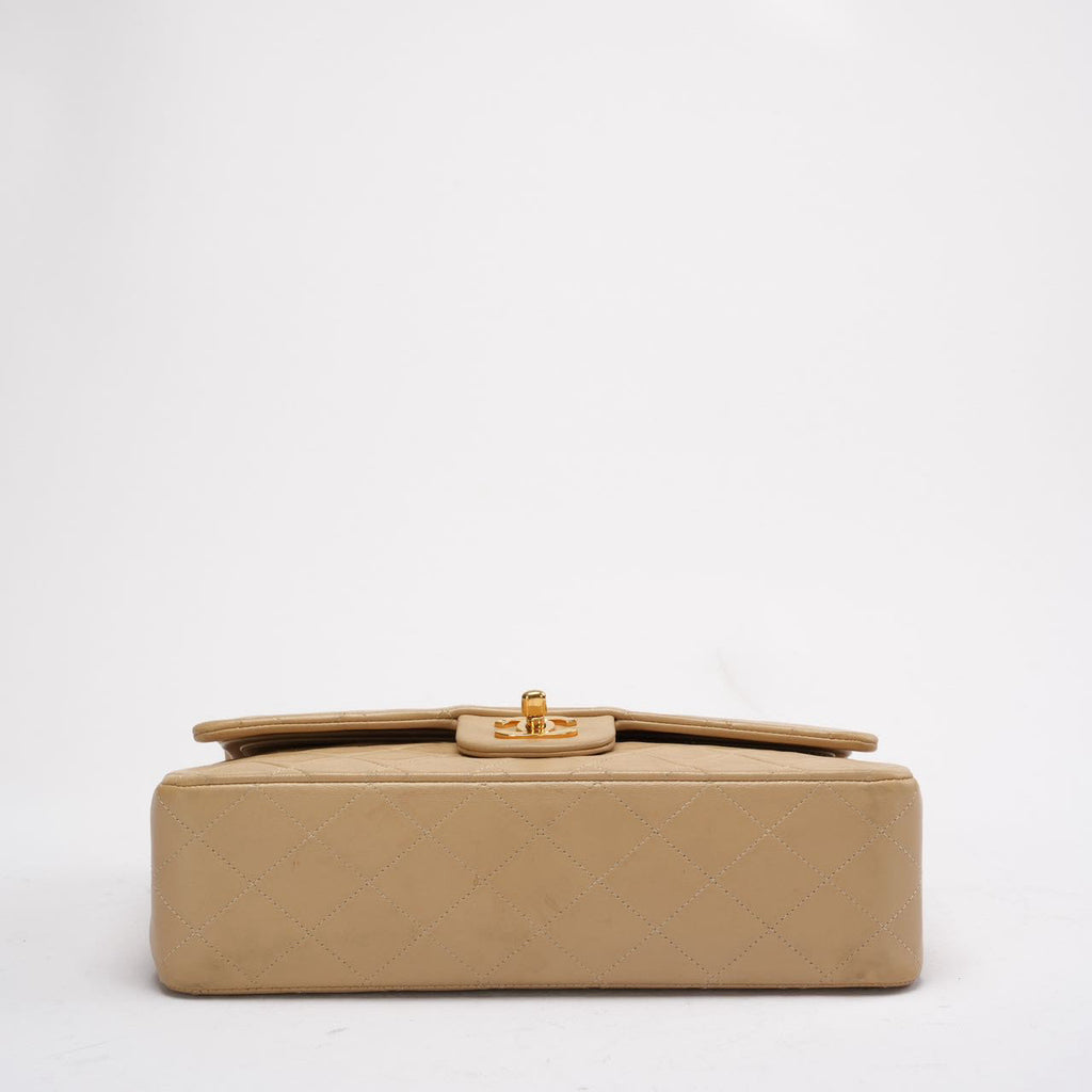 Chanel Vintage Beige Lambskin Medium Double Flap 1997