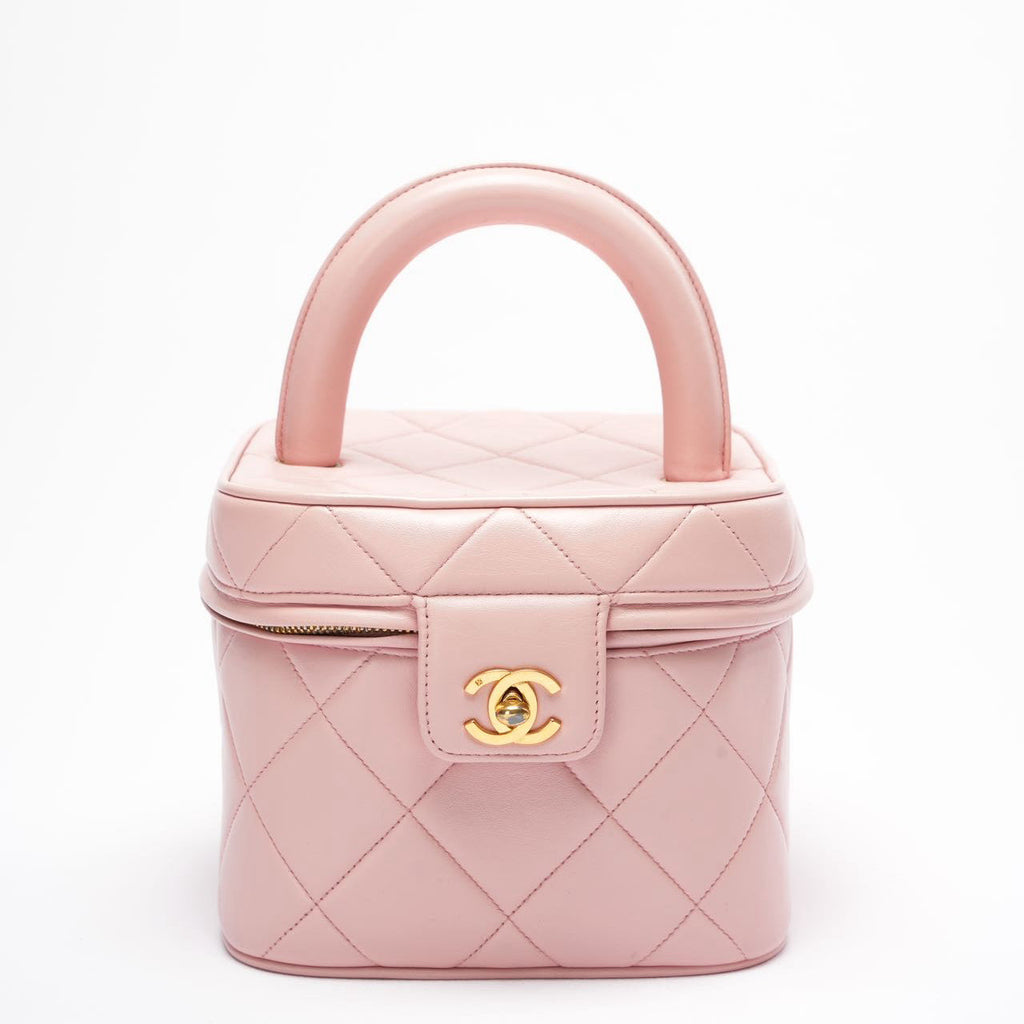 Chanel Vintage Vanity Case Barbie Pink Big Cc Logo