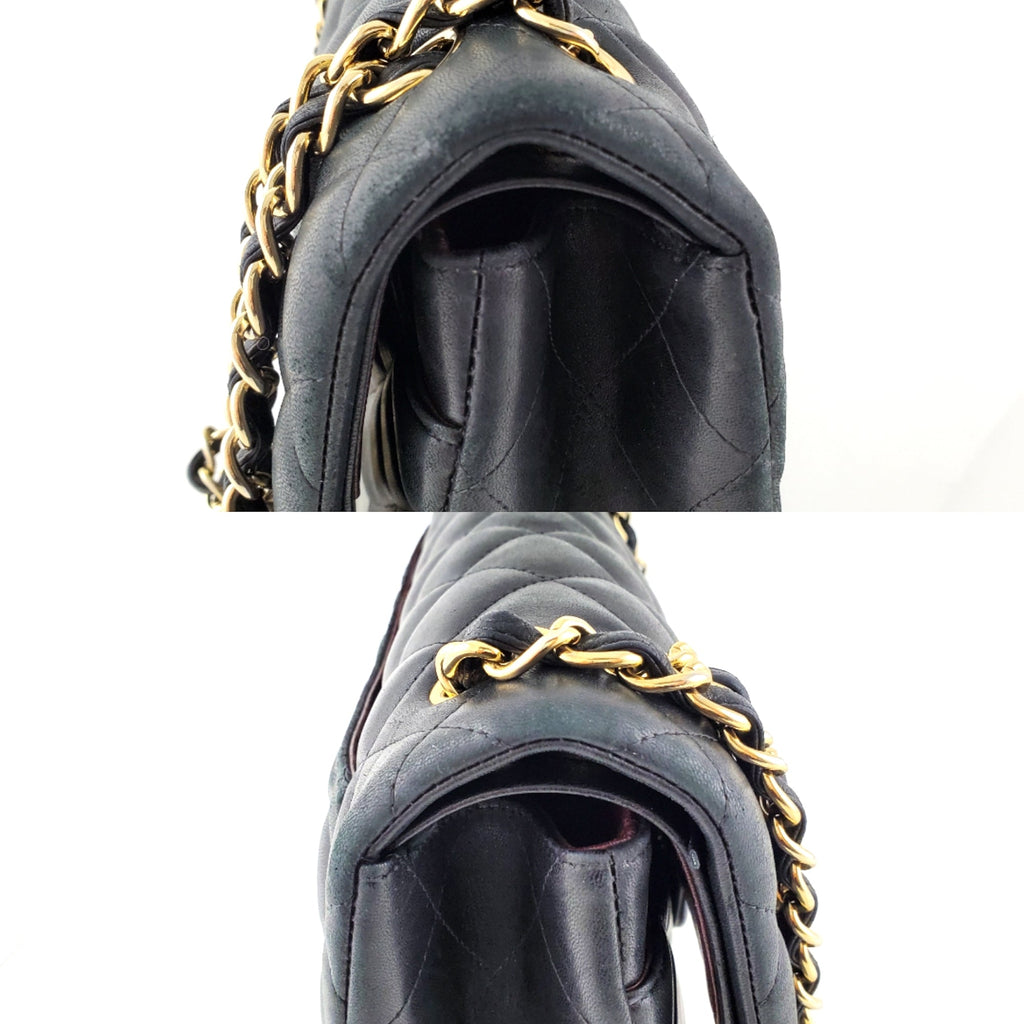 CHANEL Lambskin Quilted Gold Hardware Jumbo Classic Double Flap Bag