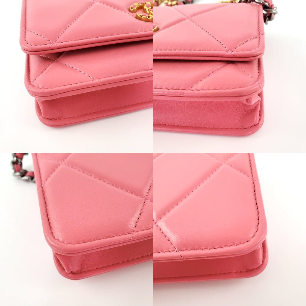 New CHANEL 19 21A Pink Wallet on the Chain WOC Bag