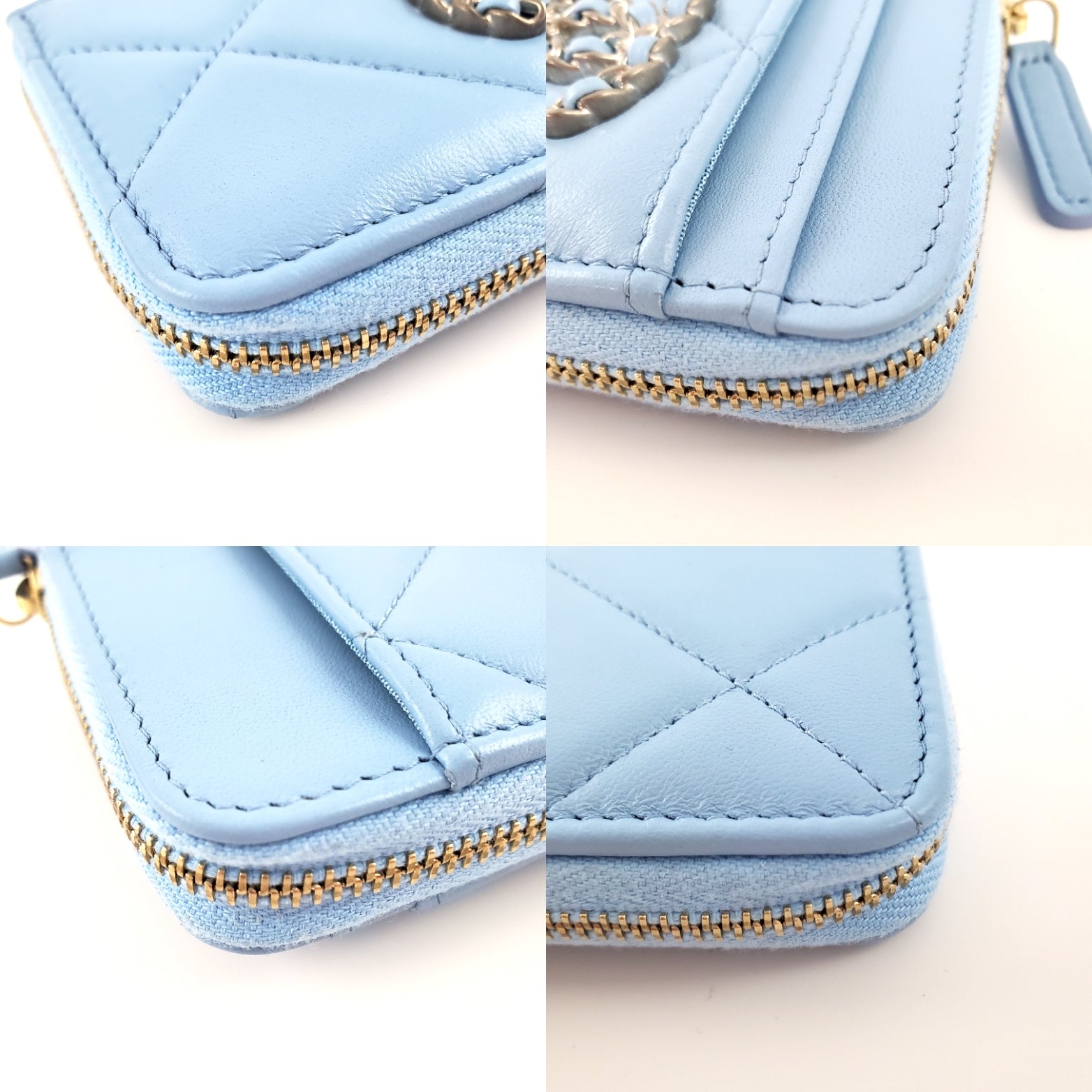 CHANEL Quilted 22S CC Blue Zip  Case