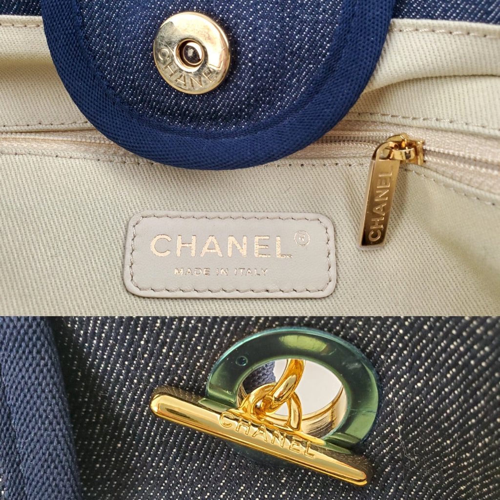 CHANEL DEAUVILLE Denim Blue Marine Tote