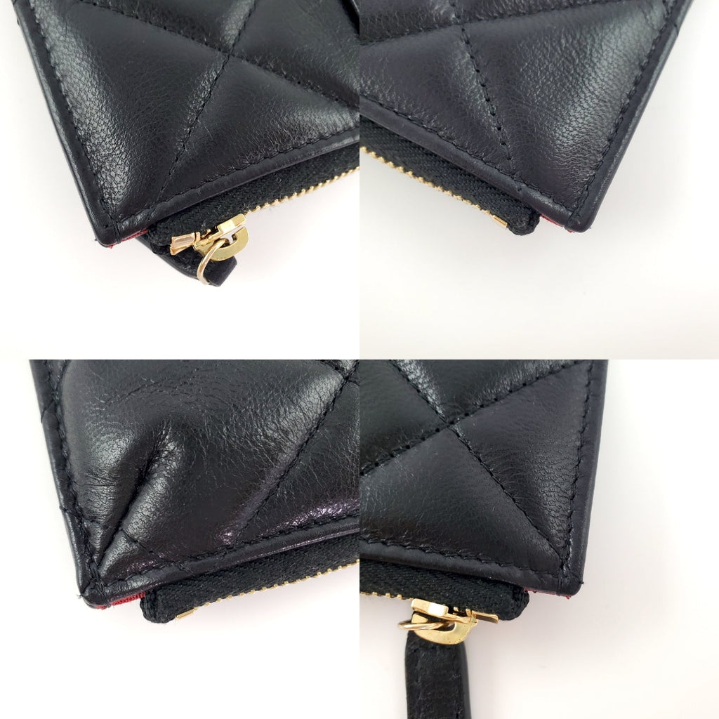 CHANEL 19 2020 Black Goatskin Quilted Phone  Holder