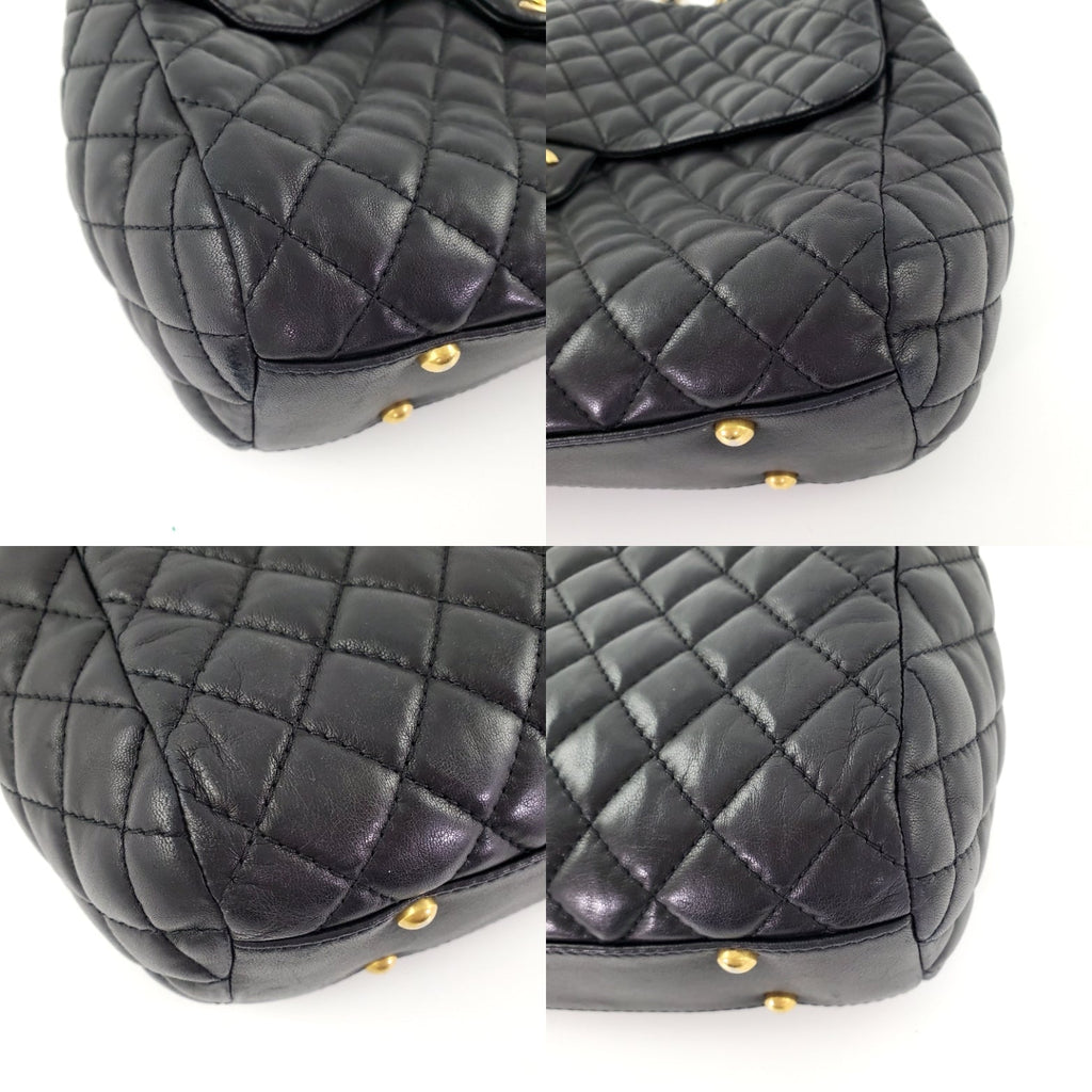 CHANEL Black Large Fluffy CC Shopping Leather Tote Bag