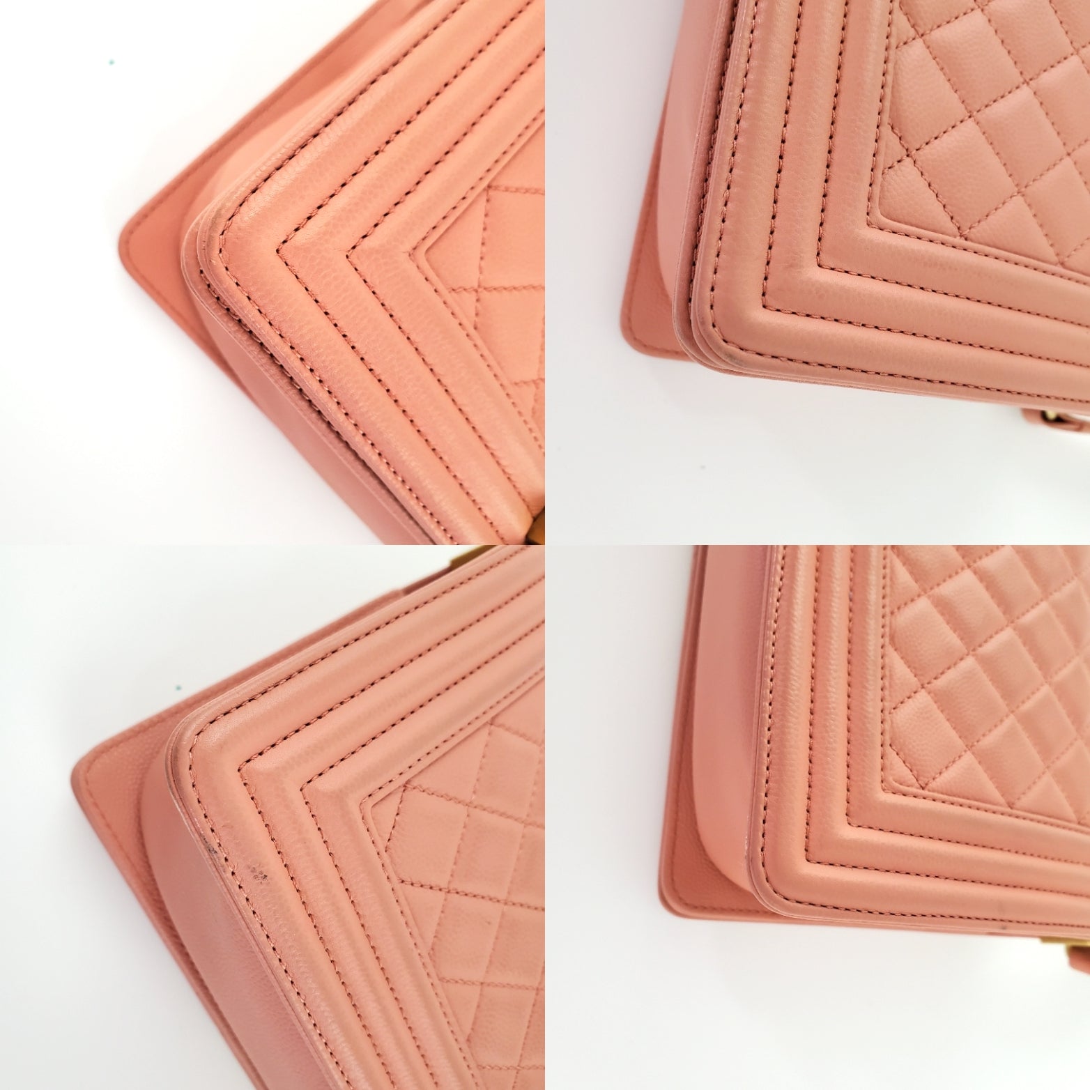 CHANEL Quilted Pink Caviar Boy Old Medium Flap Bag