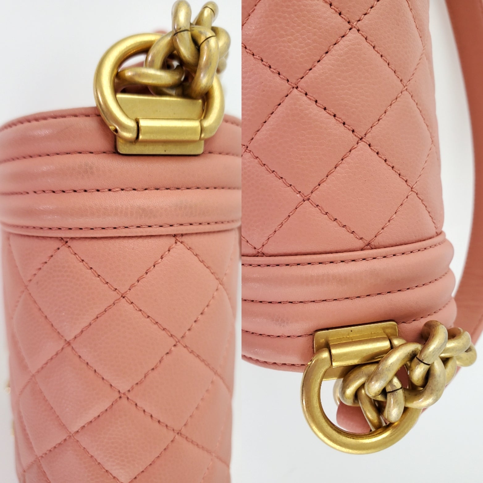 CHANEL Quilted Pink Caviar Boy Old Medium Flap Bag