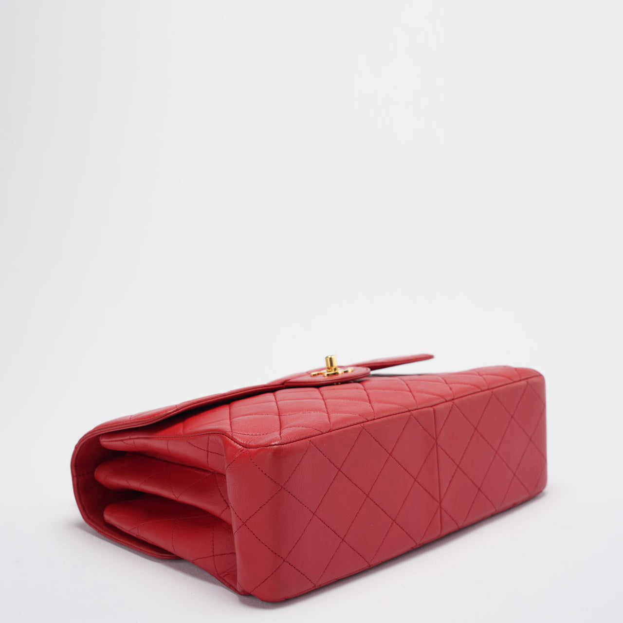 Chanel Vintage Red Classic Timeless Double Flap Bag with 24K Gold Hardware Double Side