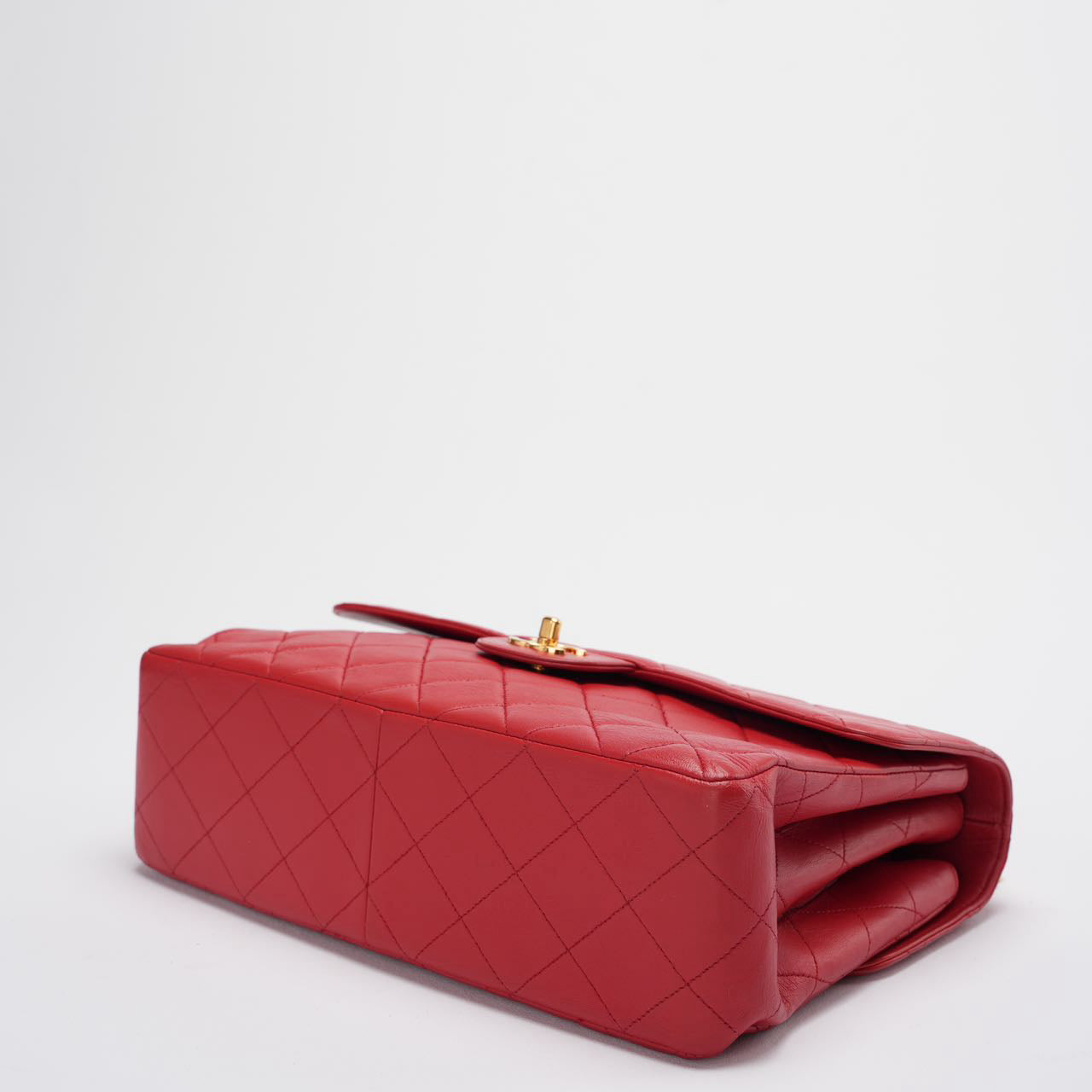 Chanel Vintage Red Classic Timeless Double Flap Bag with 24K Gold Hardware Double Side