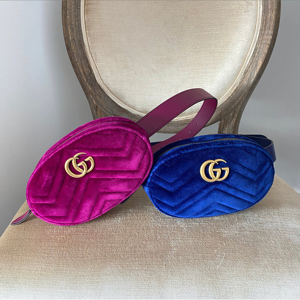 Gucci Velvet Marmont Belt Bag Royal Blue - 85 / 34